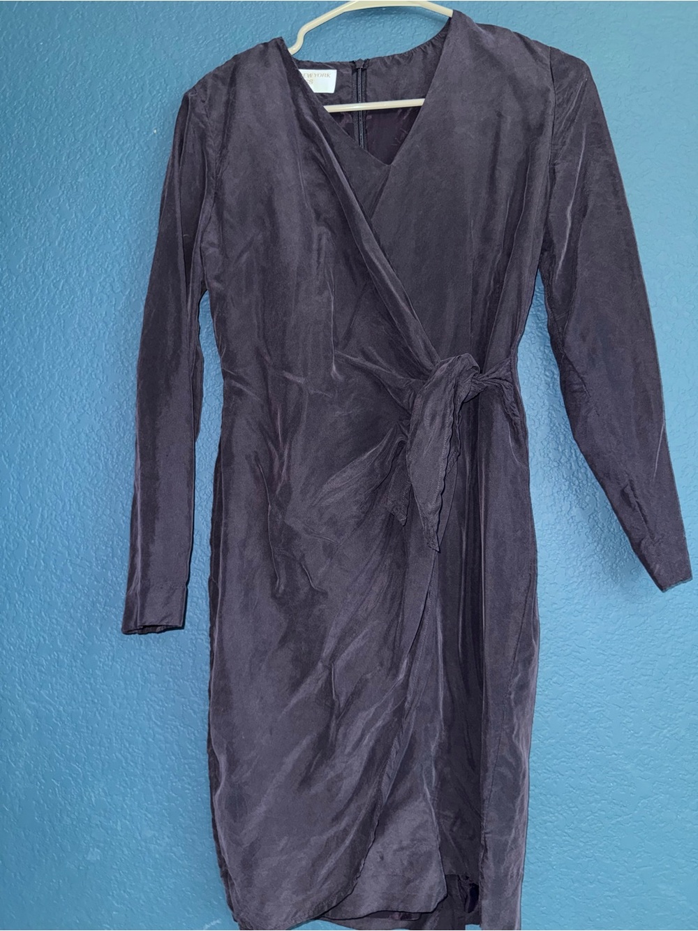 Jones New York Deep Plum Silk Wrap Dress